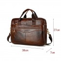 Men's Handbags Shoulder Messenger Bag Laptop Bag Briefcase Cowhide Belt Zipper Solid Color Daily Formal Office & Career Black Brown / Top Handle Bag