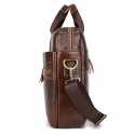 Men's Handbags Shoulder Messenger Bag Laptop Bag Briefcase Cowhide Belt Zipper Solid Color Shopping Daily Formal Brown / Top Handle Bag