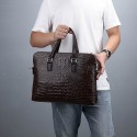 Men's Handbags Shoulder Messenger Bag Laptop Bag Briefcase PU Leather Belt Zipper Crocodile Date Outdoor Blue Black / Top Handle Bag