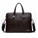 Men's Handbags Shoulder Messenger Bag Laptop Bag Briefcase PU Leather Belt Zipper Crocodile Date Outdoor Blue Black / Top Handle Bag