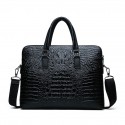 Men's Handbags Shoulder Messenger Bag Laptop Bag Briefcase PU Leather Belt Zipper Crocodile Date Outdoor Blue Black / Top Handle Bag