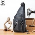 Men's Leather Bag Bum Bag Fanny Pack Zipper Solid Color Date Office & Career