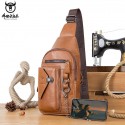Men's Leather Bag Bum Bag Fanny Pack Zipper Solid Color Date Office & Career