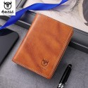 Men's Wallet Cowhide Zipper Solid Color