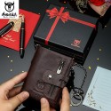 Men's Wallet Nappa Leather Zipper Solid Color Daily Office & Career