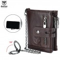 Men's Wallet Nappa Leather Zipper Solid Color Daily Office & Career