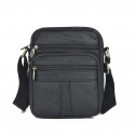 men genuine leather business casual solid color leather shoulder bag crossbody bag
