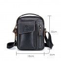 Men's Cowhide Leather Messenger Bag Shoulder Messenger Bag Crossbody Bag Daily Outdoor Black Brown