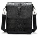 Men's Retro Leather Bag Messenger Bag Mobile Phone Bag Messenger Bag Crossbody Bag Nappa Leather Cowhide Zipper Crocodile Daily Black Coffee