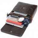 Men's Retro Leather Bag Messenger Bag Mobile Phone Bag Messenger Bag Crossbody Bag Nappa Leather Cowhide Zipper Crocodile Daily Black Coffee