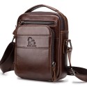 Men's Messenger Bag Shoulder Messenger Bag Crossbody Bag Cowhide Pattern / Print Solid Color Daily Office & Career Black Brown Coffee