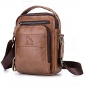Men's Messenger Bag Shoulder Messenger Bag Crossbody Bag Cowhide Pattern / Print Solid Color Daily Office & Career Black Brown Coffee