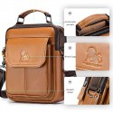 Men's Sling Bags Crossbody Bag Cowhide Zipper Vintage Daily Black Brown