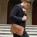 Men's Unisex 2022 Messenger Bag Crossbody Bag Cowhide Zipper Leather Fashion Daily Formal Outdoor Brown