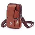 Men's Coin Purse Mobile Phone Bag Cowhide Daily Second layer deep coffee + hook Three-layer yellow-brown hook + strap Two layers of yellow brown + hook Three layers of deep coffee hook + strap