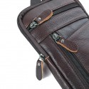 Men's 2022 Bum Bag Messenger Bag Mobile Phone Bag Messenger Bag Cowhide Zipper Plain Daily Date Black Coffee