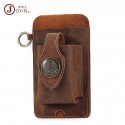 Men's Unisex Fanny Pack Mobile Phone Bag Nappa Leather Zipper Solid Color Outdoor Brown