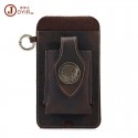Men's Unisex Fanny Pack Mobile Phone Bag Nappa Leather Zipper Solid Color Outdoor Brown