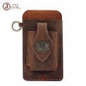 Men's Unisex Fanny Pack Mobile Phone Bag Nappa Leather Zipper Solid Color Outdoor Brown