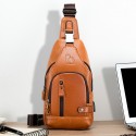 Men's Unisex Retro Sling Shoulder Bag Nappa Leather Zipper Plain Vintage Daily Going out Black Brown