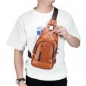 Men's Unisex Retro Sling Shoulder Bag Nappa Leather Zipper Plain Vintage Daily Going out Black Brown