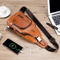 Men's Unisex Retro Sling Shoulder Bag Nappa Leather Zipper Plain Vintage Daily Going out Black Brown