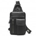 Men's Retro Sling Shoulder Bag Nappa Leather Cowhide Zipper Daily Black Dark Coffee Brown Coffee