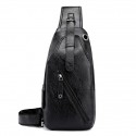 Men's Sling Shoulder Bag PU Leather Zipper Solid Color Daily Going out Office & Career Black Brown