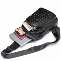 Men's Sling Shoulder Bag Crossbody Bag Nappa Leather Cowhide Zipper Solid Color Vintage Daily Black
