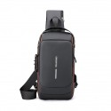 Men's Sling Shoulder Bag Oxford Cloth Nylon Buttons Zipper Solid Color Daily Outdoor Black Blue Gray Brown