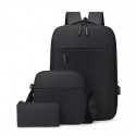 Men's Women's Laptop Bag Backpack Rubber 3 Pcs Purse Set Zipper Solid Color Daily Office & Career Black Blue Gray