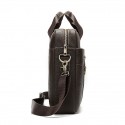 Men's Retro Leather Bag Handbags Laptop Bag Briefcase Top Handle Bag Nappa Leather Cowhide Zipper Daily Black Coffee