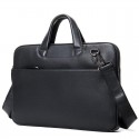 Men's Laptop Bag Briefcase Top Handle Bag Nappa Leather Cowhide Zipper Daily Black