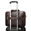Men's Laptop Bag Briefcase Top Handle Bag Nappa Leather Cowhide Zipper Daily Black Dark Coffee Coffee