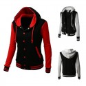 Men's cross-border new hooded baseball shirt ladies jacket slim cardigan short hooded long-sleeved sports sweater outdoor / winter