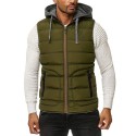 Men's 2022 autumn and winter new men's fashion solid color hooded cotton vest vest Korean version slim warm cotton vest