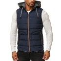 Men's 2022 autumn and winter new men's fashion solid color hooded cotton vest vest Korean version slim warm cotton vest
