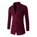 Men's autumn and winter slim coat solid color casual single-breasted mid-length woolen coat windbreaker