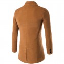 Men's autumn and winter slim coat solid color casual single-breasted mid-length woolen coat windbreaker
