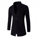 Men's autumn and winter slim coat solid color casual single-breasted mid-length woolen coat windbreaker