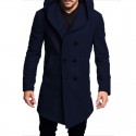 Men's 2022 winter warm British style men's hooded woolen coat coat mid-length coat