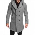 Men's 2022 winter warm British style men's hooded woolen coat coat mid-length coat