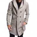 Men's 2022 winter warm British style men's hooded woolen coat coat mid-length coat