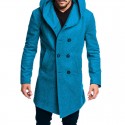Men's 2022 winter warm British style men's hooded woolen coat coat mid-length coat