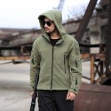 Men's  Outdoor warm liner fleece jacket cold-proof warm jacket wind hooded solid color hooded jacket