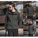 Men's  Outdoor warm liner fleece jacket cold-proof warm jacket wind hooded solid color hooded jacket